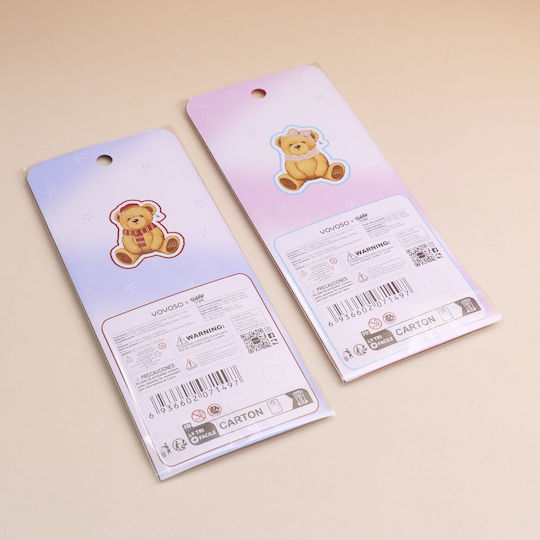 Teddy Island Series Oil-Ink Stickers Dark Blue Pink Hy-gy8003
