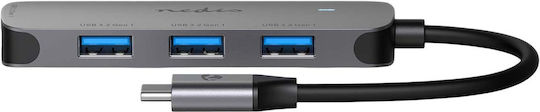Nedis USB хъб 4 Порта USB 3.2 с USB-C Сив