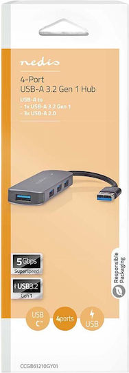 Nedis Hub 4 de Porturi USB 3.2 cu Conectare USB-A Gri