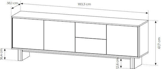 Bibliotecă Living Din Lemn De Stejar Natural L183xL62xÎ38cm