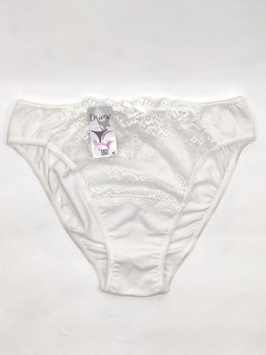 Cotton High Waist Women's Briefs with Lace Beige