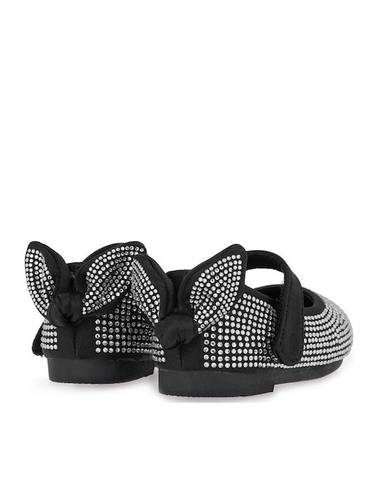 Kinder Pumps & Ballerinas mit Bügel- und Schleifenverschluss Stoffschwarze