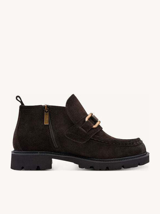 Leder Damen Stiefeletten Braun