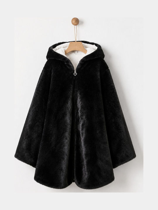 Kids Coat Short Hooded Black Black