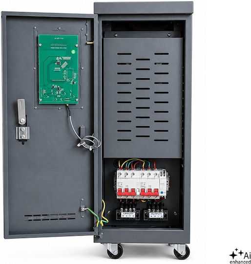 Dreiphasiger Spannungsregler Qoltec Avr Multiprotection 10 Kva Genauigkeit ± 3% Dreiphasiger Servomotor LCD Bildschirm