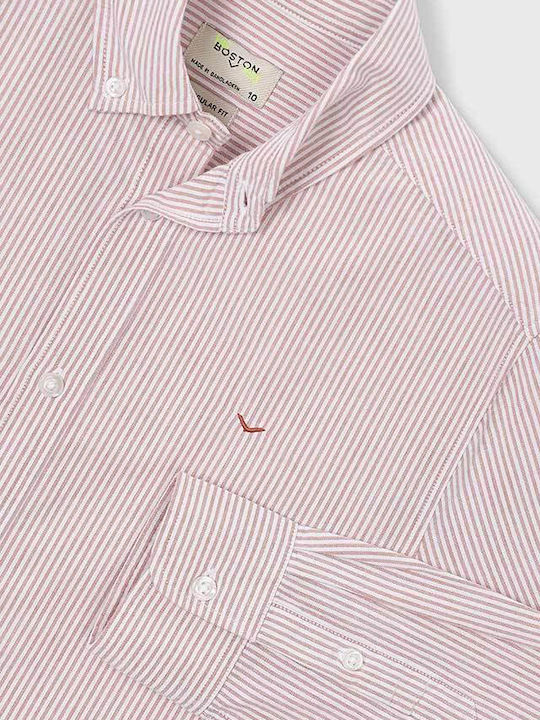 Kids Long-sleeved Striped Shirt Terecota