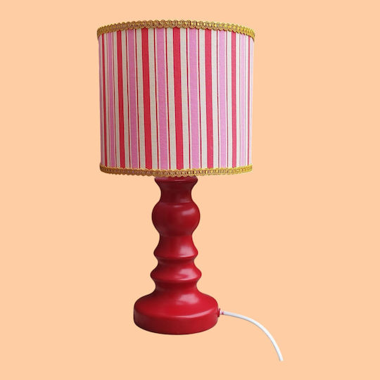 Pop Stripes Table Lamp Dimensions for E27 Fitting with Pink Shade and Base
