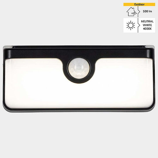 Led's Light Lampă Solară Montată pe Perete 500lm Alb Natural 4000K cu Senzor de Mișcare și Fotocelul IP65