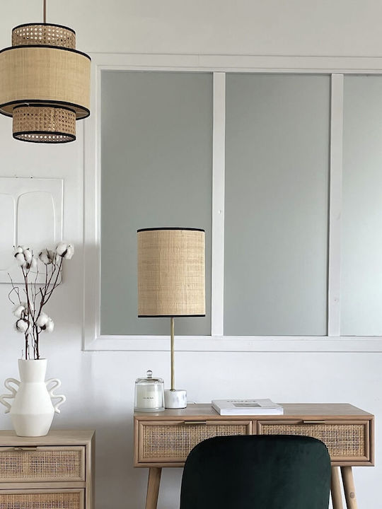 Καπέλο Επιτραπέζιου Φωτιστικού Lunar Raffia Black Ø24