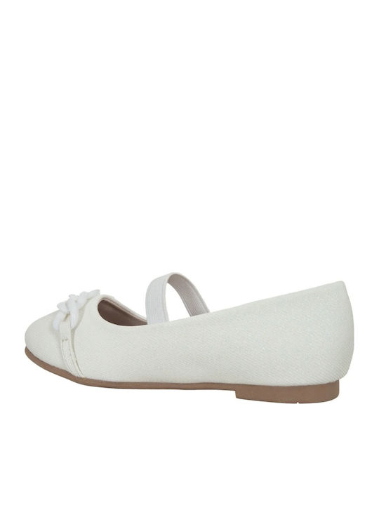 Kids Ballerinas with Hoop & Loop Closure White