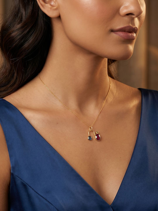 Kiriakos Gofas Necklace From Gold Plated Silver Blue Kiriakos Gofas Necklace From Gold Plated Silver Blue