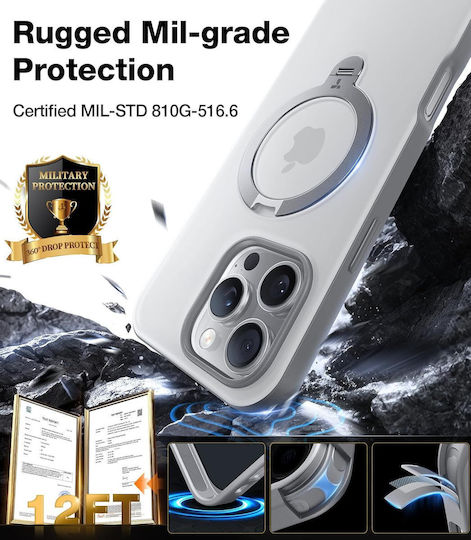 Torras Ostand Spin 360 Full Cover Σιλικόνης Διάφανο (iPhone 16 Pro Max)