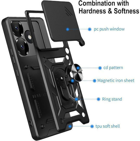 Orso Combo Kickstand Slide Back Cover Μαύρο (Poco M7 Pro 5G)