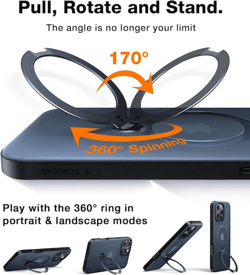 Torras Ostand Umschlag Rückseite Silikon Schwarz (iPhone 17 Pro Max / iPhone 17 Pro / iPhone 16 Pro Max)