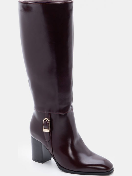 Damenstiefel mit Hochabsatz Burgundisch