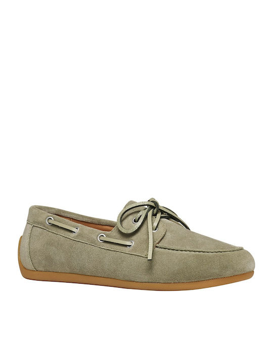 Damen Mokassins Aus Leder In Khaki Farbe