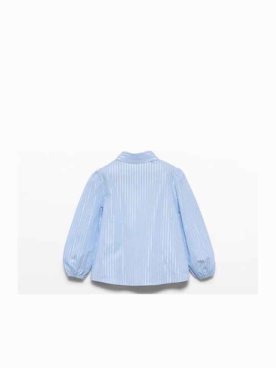 Kids Striped Long-Sleeved Light Blue Shirt