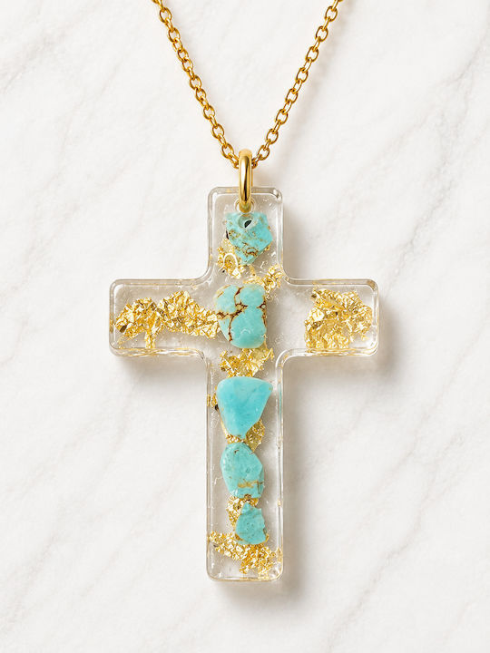 Elle Cross from Gold Plated Steel with Chain
