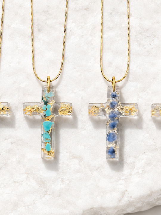 Elle Cross from Gold Plated Steel with Chain