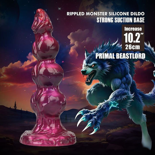 Power Monsters Dildo με Βεντούζα Ροζ