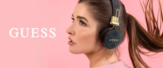 Guess 4G Metal Logo Wireless / Wired On Ear Headphones with 6 Hours Playing Time Black
