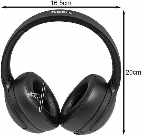 Hoco W54 Ασύρματα / Ενσύρματα Over Ear Ακουστικά με 40 ώρες Λειτουργίας Μαύρα