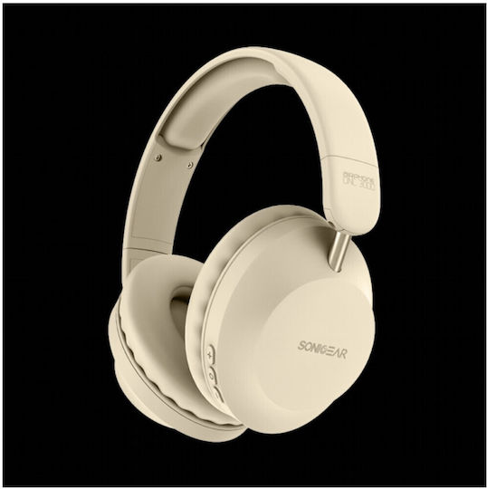 Sonic Gear Airphone DNC 3000 Ασύρματα Bluetooth On Ear Ακουστικά με 20 ώρες Λειτουργίας Cream
