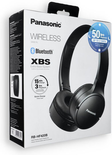Panasonic RB-HF420BE Ασύρματα / Ενσύρματα On Ear Ακουστικά με 50 ώρες Λειτουργίας και Quick Charge Μαύρα