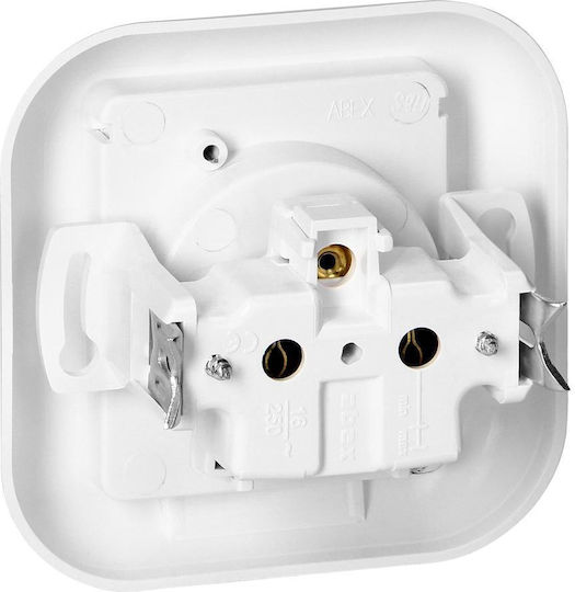 Abex White Fan Single Socket Grounding Splash-proof Pt-16fh