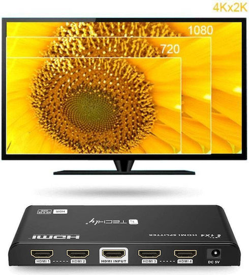 Techly 4K UHD 3D 4 HDMI Splitter IDATA-HDMI2-4K4