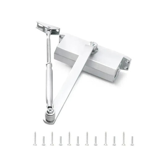 Universal Hydraulic Door Damper Mentor Acs041 2 Viteze Reglabile 40-65kg 600-900mm 300,000 Cicluri 150 Grade Argintiu