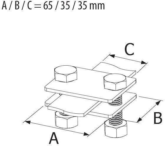 Clamp Connecting Flat Steel Strap 65x35x35 R.8016