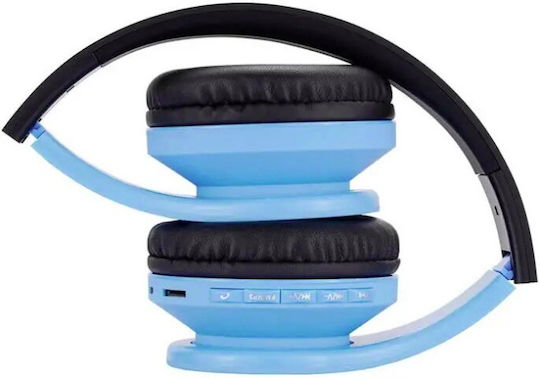 PowerLocus Wireless Wired Over Ear Headphones with Radio with 15 Hours Playing Time Blue & Black