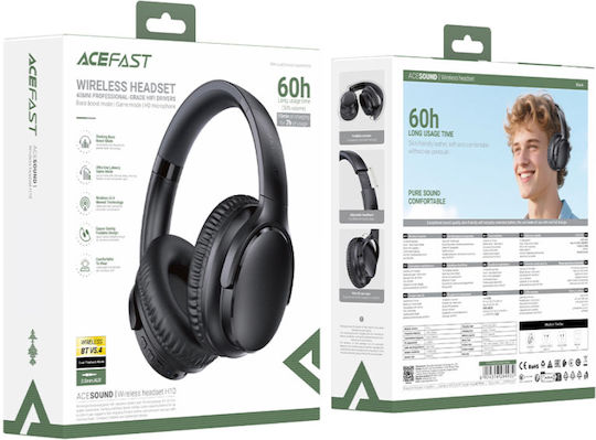 Acefast Wireless / Wired Over Ear Headphones with 60 Hours Playing Time Black