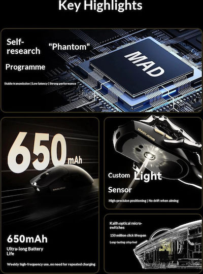Madlions M3 Pro Ασύρματο Gaming Ποντίκι Λευκό