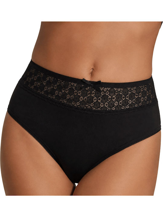 High Waist Women's Briefs 3Pack with Lace Black