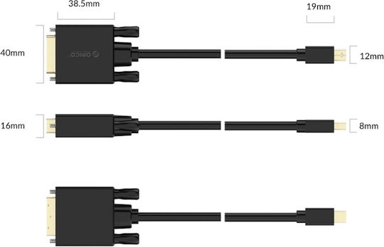 Orico DVI-Kabel DVI-D-Stecker - Mini-DisplayPort-Stecker 3m Schwarz