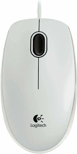 Logitech B100 С кабел Мишка Бял