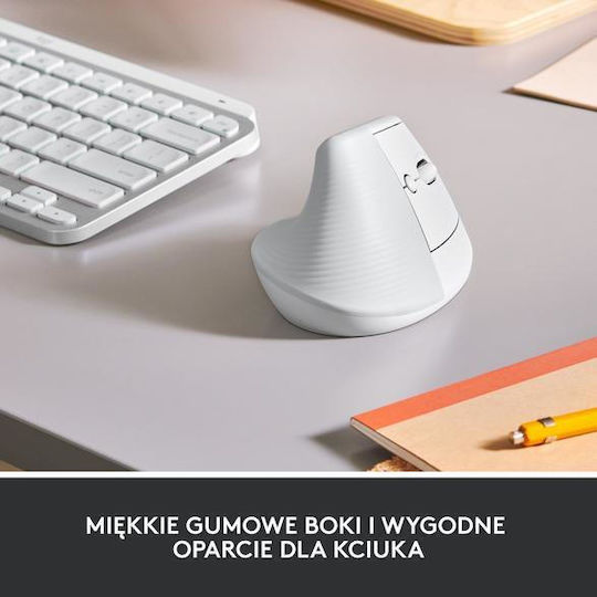 Logitech Lift Безжичен Ергономичен Vertical Мишка Бял