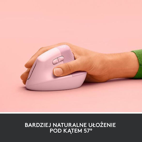 Logitech Lift Ασύρματο Εργονομικό Vertical Ποντίκι Ροζ