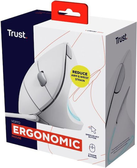 Trust Verto Ergonomic Wired Vertical Mouse White