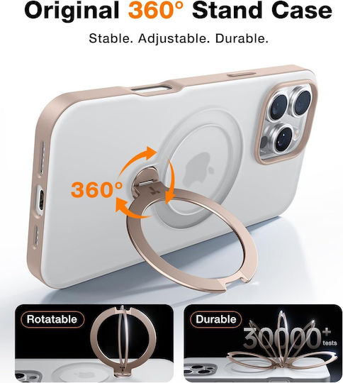 Torras Ostand Spin Rückseite Umschlag Silikon Gold (iPhone 17 Pro / iPhone 16 Pro)