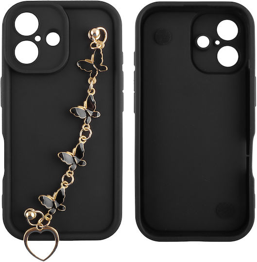 Volte-tel Θηκη Iphone 17 6.3" Silicon Tpu Strap Full Camera Protection Black Black Butterflies