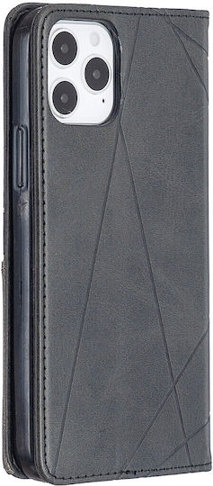 Smart Book Δερματίνης / Σιλικόνης Μαύρο (iPhone 12 / 12 Pro)