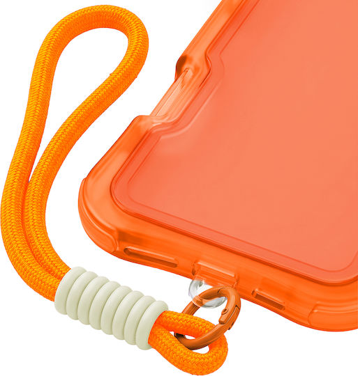 Umschlag Rückseite Silikon mit Nackenriemen Orange für iPhone 17