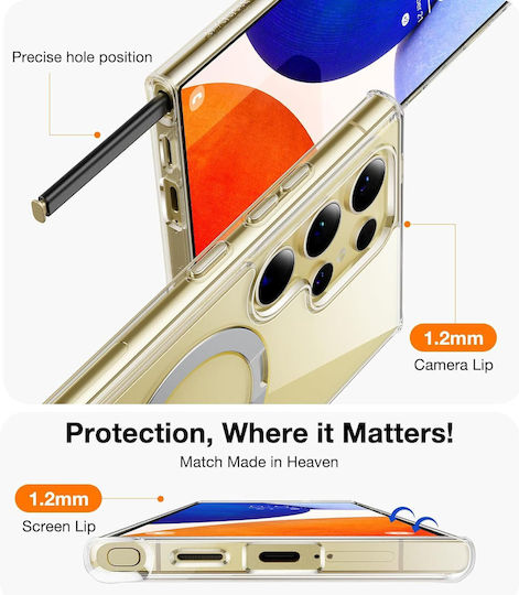 Torras Ostand Umschlag Rückseite Silikon Transparent (Galaxy S25 Ultra,Samsung S25 Ultra)