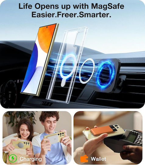 Torras Ostand Umschlag Rückseite Silikon Transparent (Galaxy S25 Ultra,Samsung S25 Ultra)