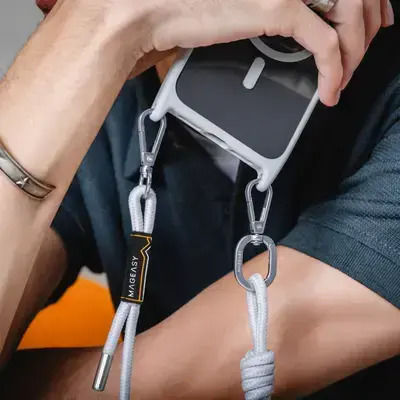 Mageasy Roar M With Lanyard Umschlag Rückseite Silikon mit Band Grün (iPhone 17 Pro Max / iPhone 17 Pro / iPhone 16 Pro Max)