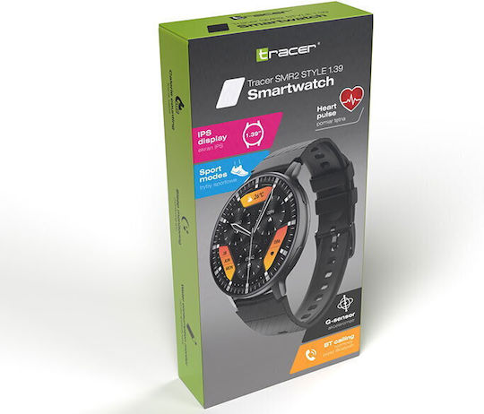 Tracer SMR2 Style 45mm Smartwatch με Παλμογράφο (Μαύρο - M/L)