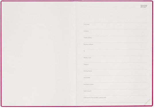 Legami Milano Daily Agenda 2027 Fuchsia 19.5x26.5cm